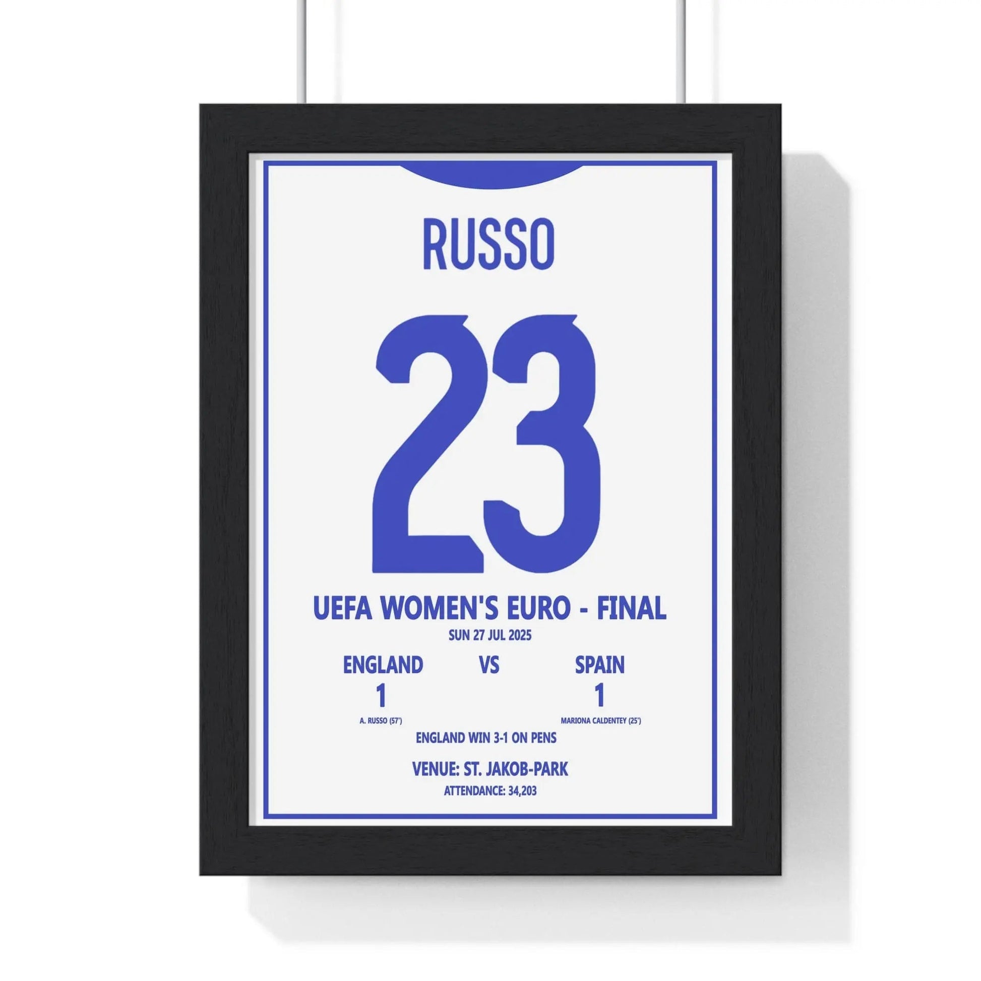 Framed Women's Euro 2025 Final Print England v Spain poster