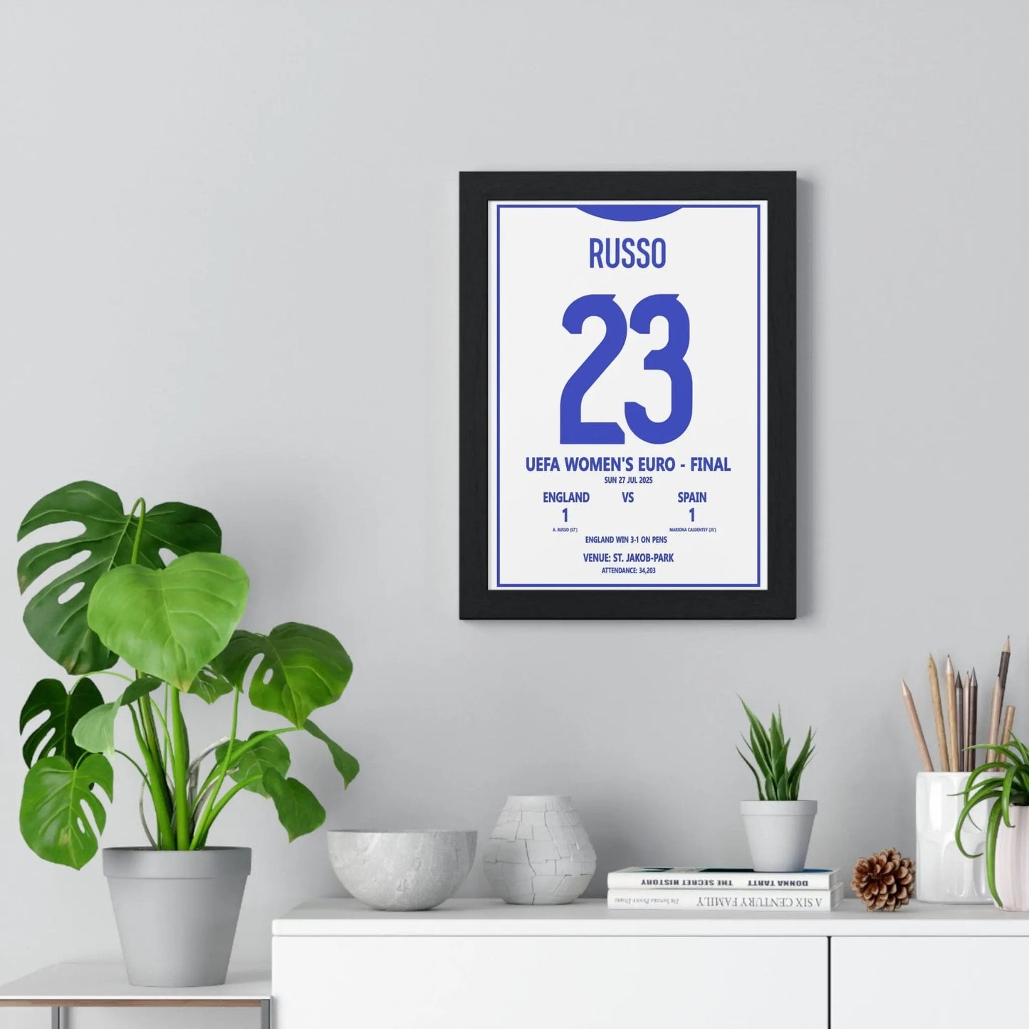Framed Women's Euro 2025 Final Print England v Spain poster