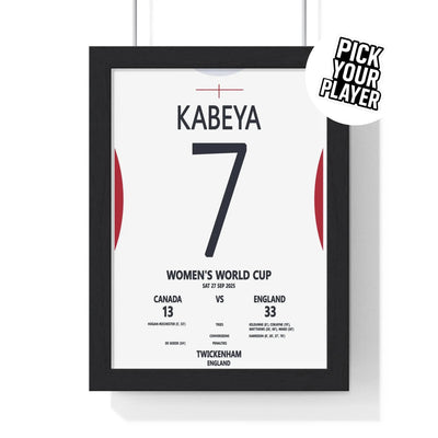 Framed Women's World Cup 2025 Twickenham Print England v Canada poster