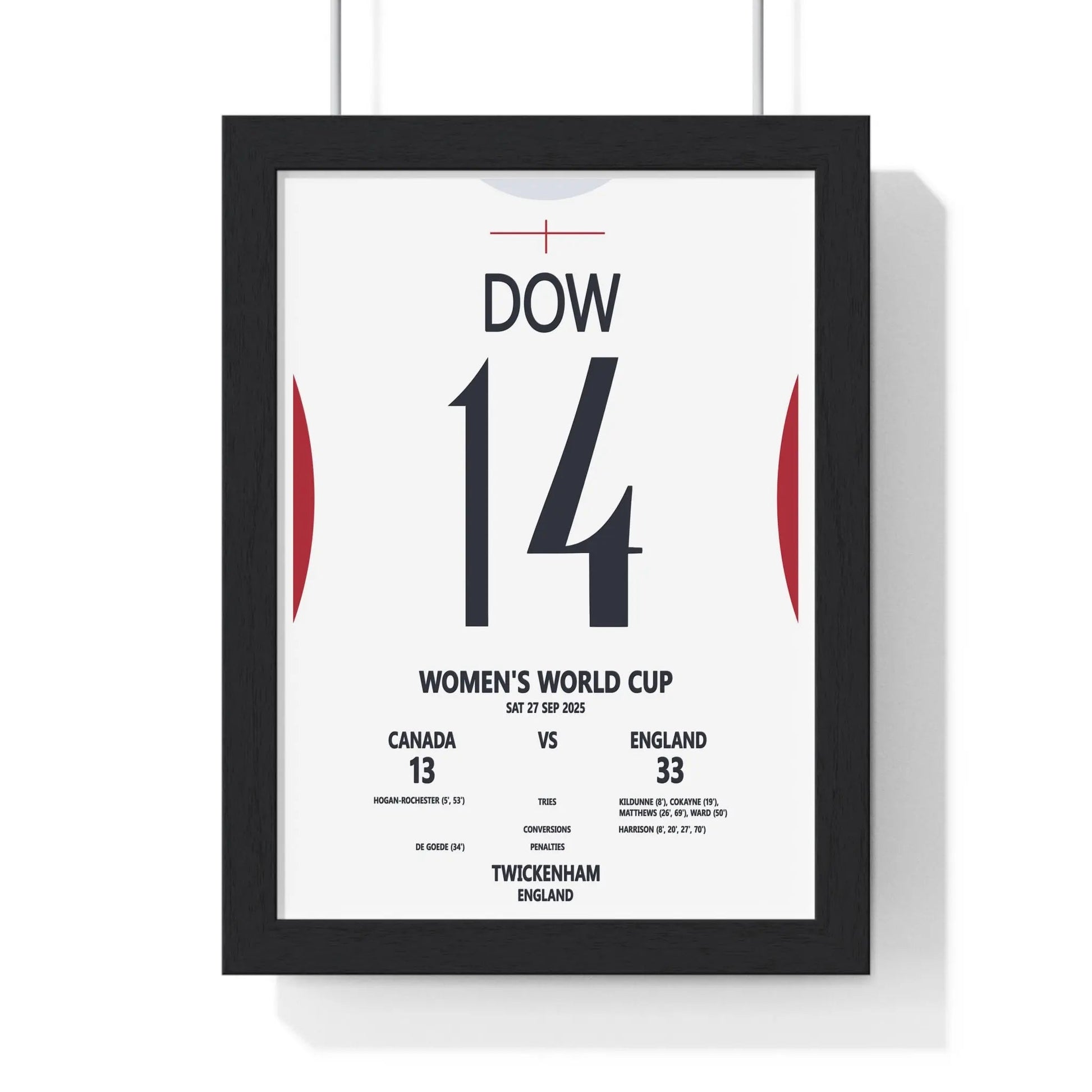 Framed Women's World Cup 2025 Twickenham Print England v Canada poster