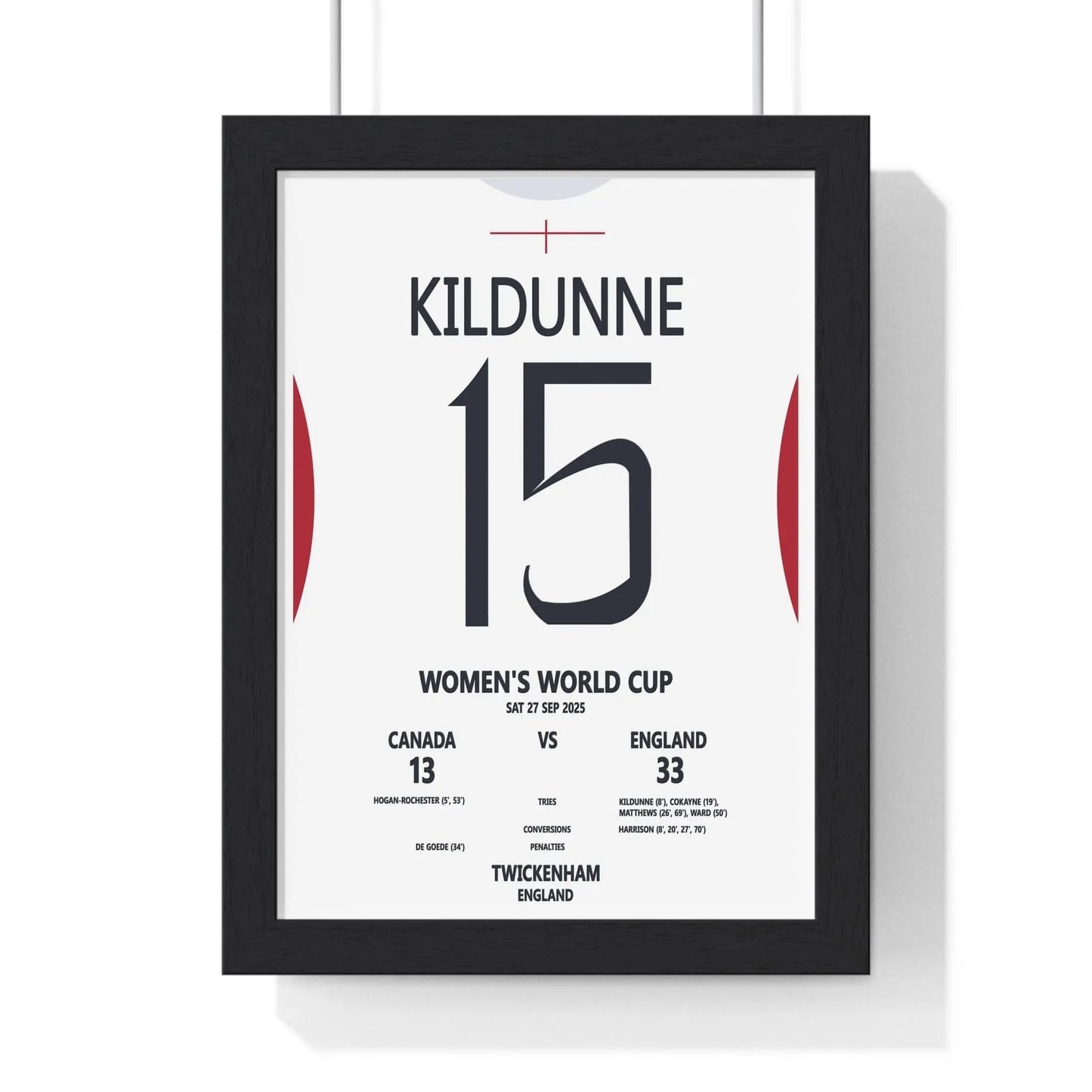 Framed Women's World Cup 2025 Twickenham Print England v Canada poster