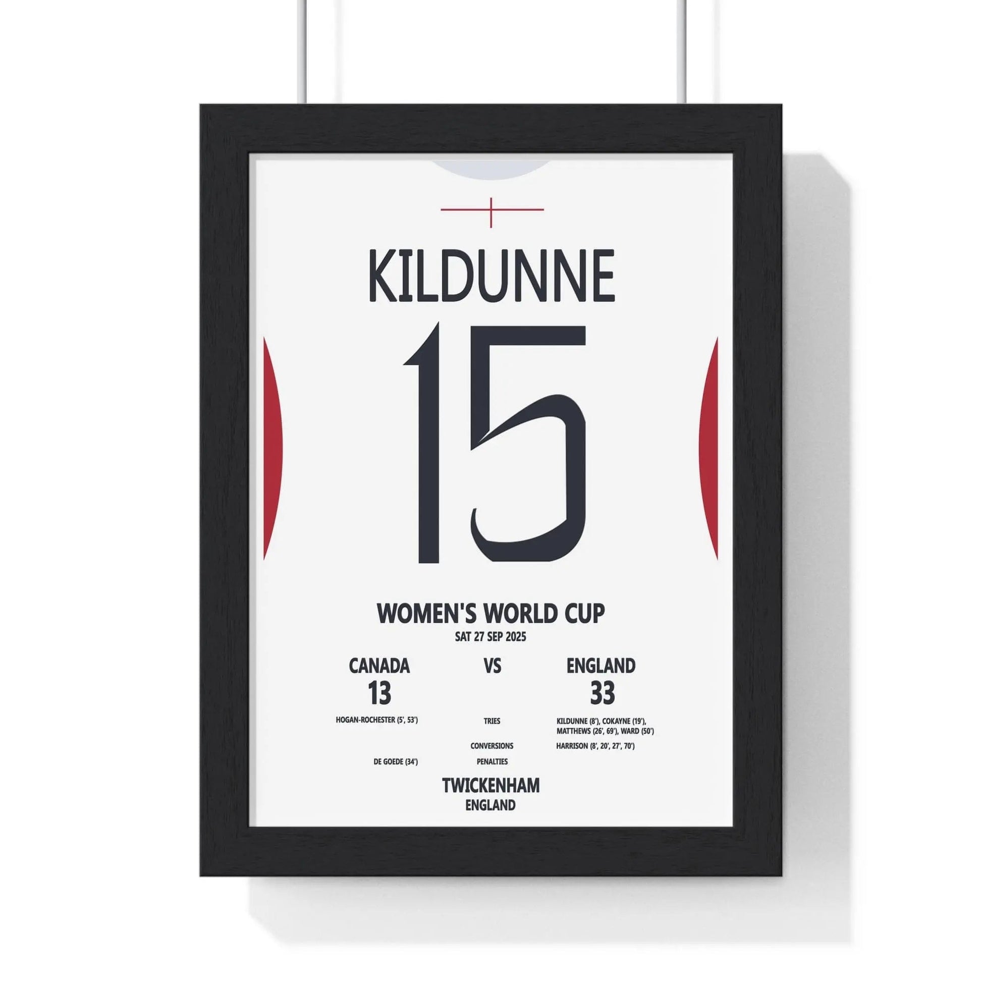 Framed Women's World Cup 2025 Twickenham Print England v Canada poster