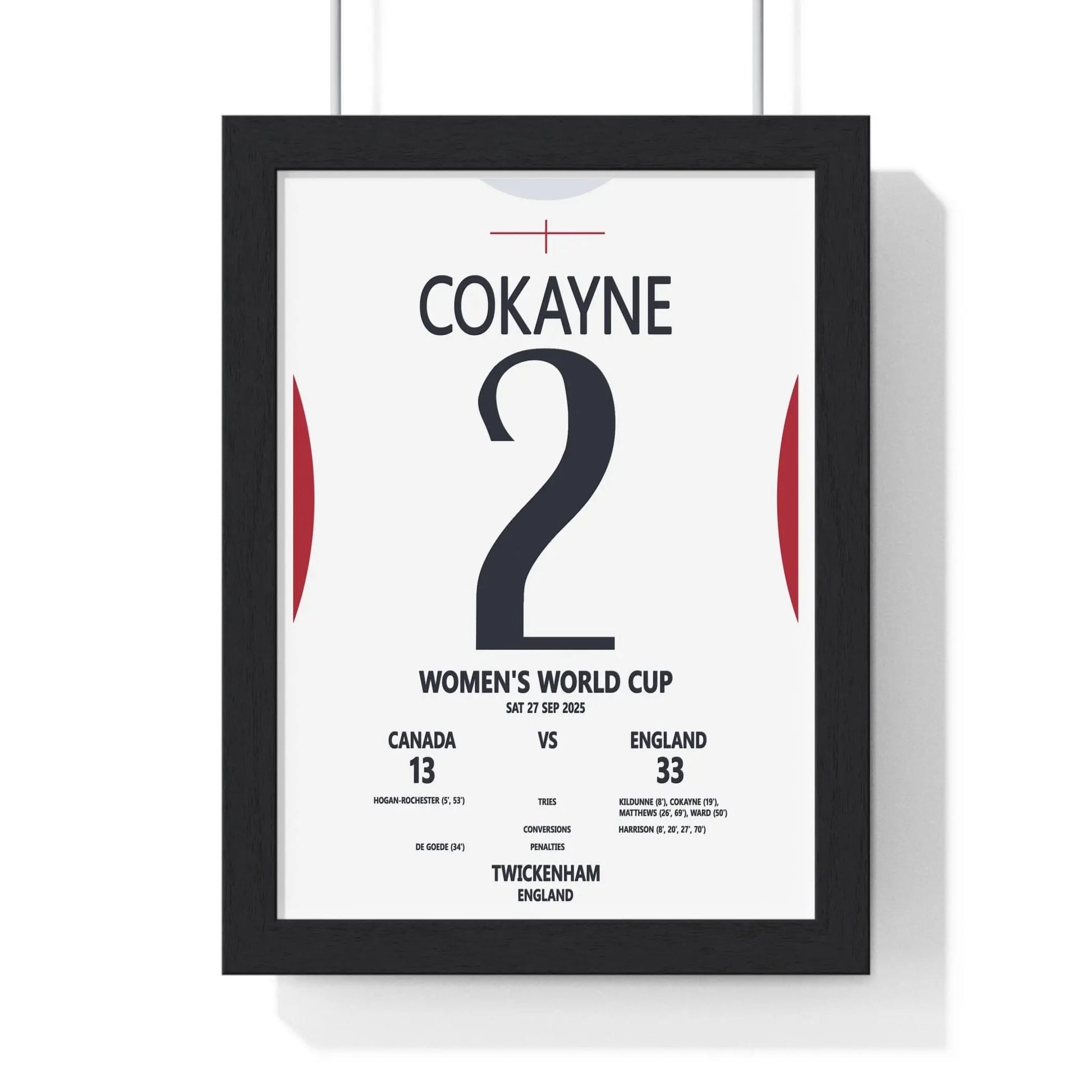 Framed Women's World Cup 2025 Twickenham Print England v Canada poster