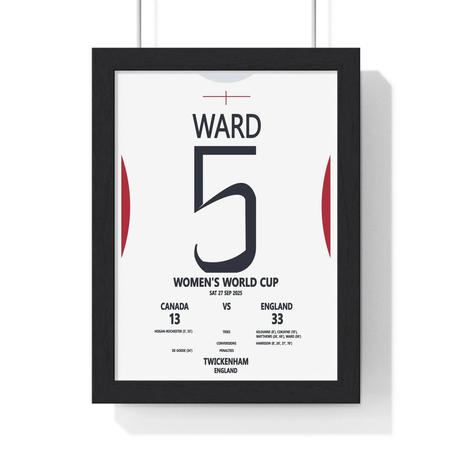 Framed Women's World Cup 2025 Twickenham Print England v Canada poster