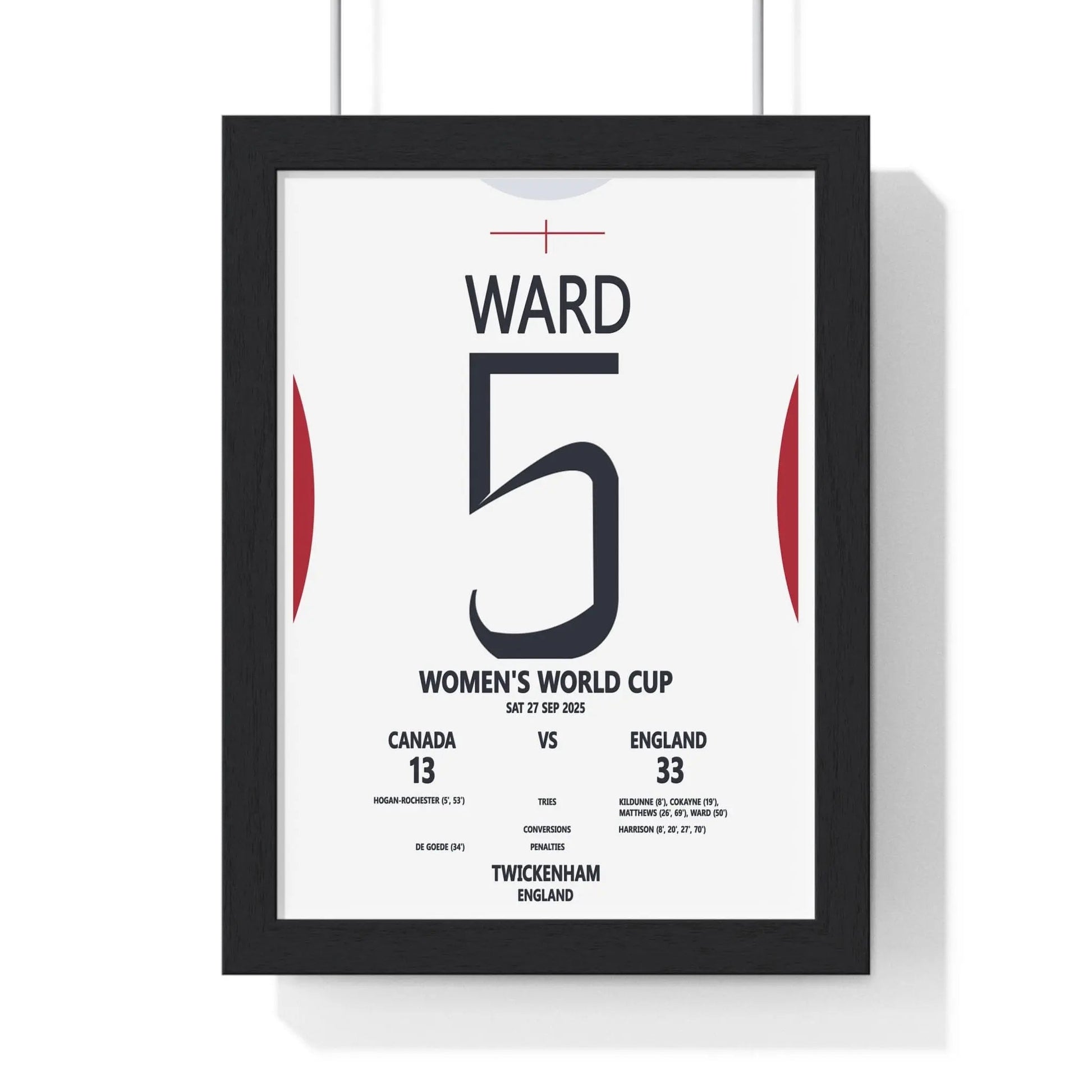Framed Women's World Cup 2025 Twickenham Print England v Canada poster