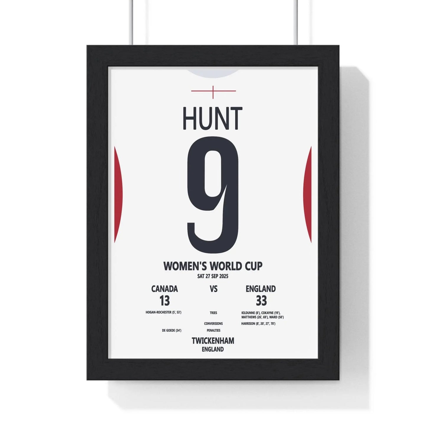 Framed Women's World Cup 2025 Twickenham Print England v Canada poster