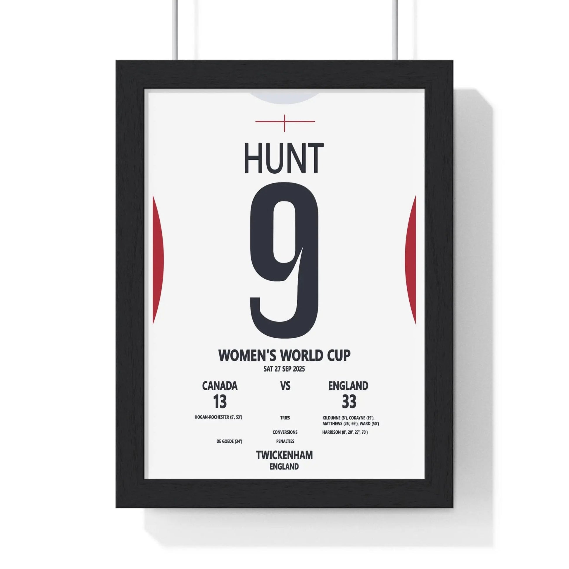 Framed Women's World Cup 2025 Twickenham Print England v Canada poster