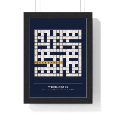 Word-Cross Crossword print framed in a black frame, ready to hang