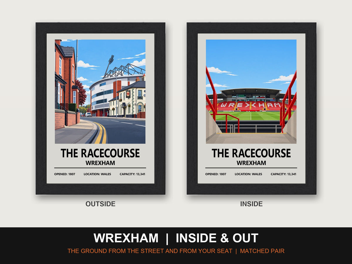 Wrexham Inside & Out Stadium Set | The Racecourse Ground + Inside Stadium Prints