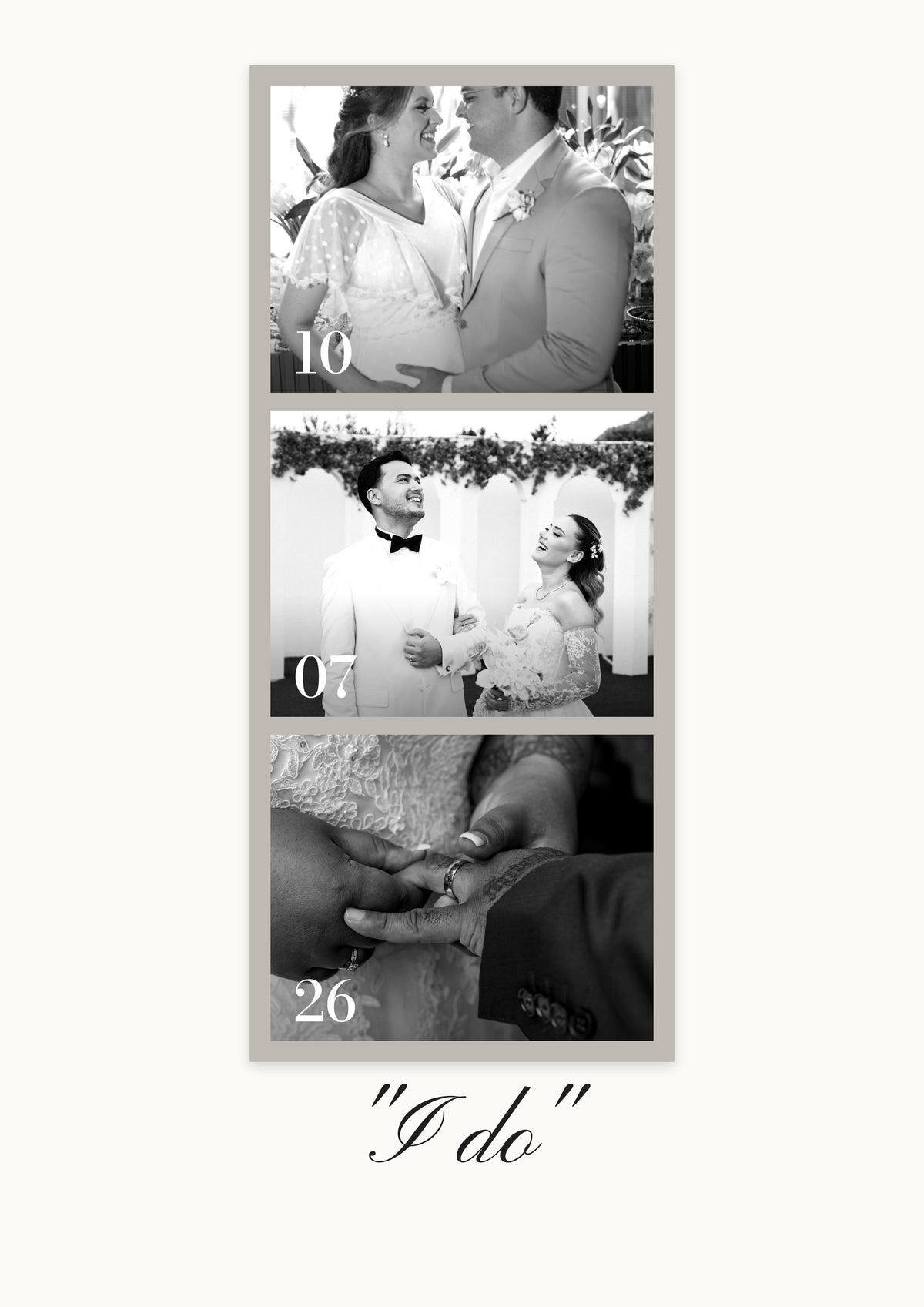 Personalised Wedding Photo Strip Print - design detail