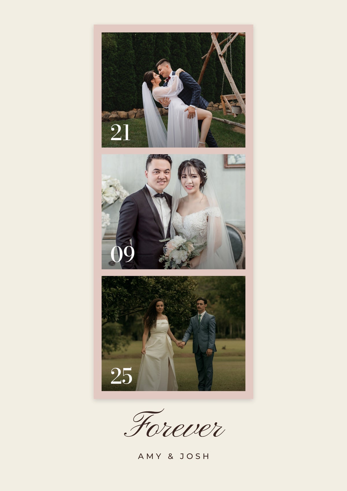 Personalised Wedding Photo Strip Print - second design