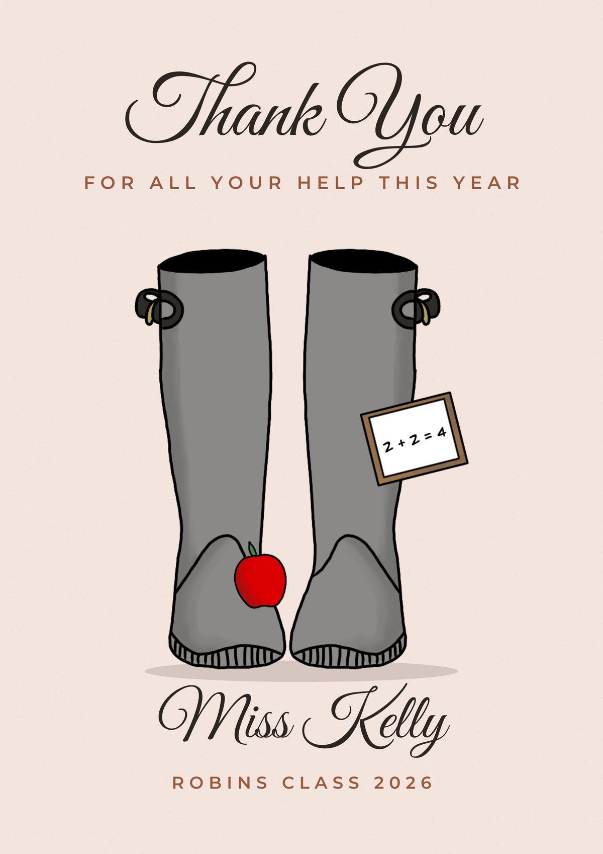 Personalised Thank You Teacher Print - blush thank you print for a teaching assistant