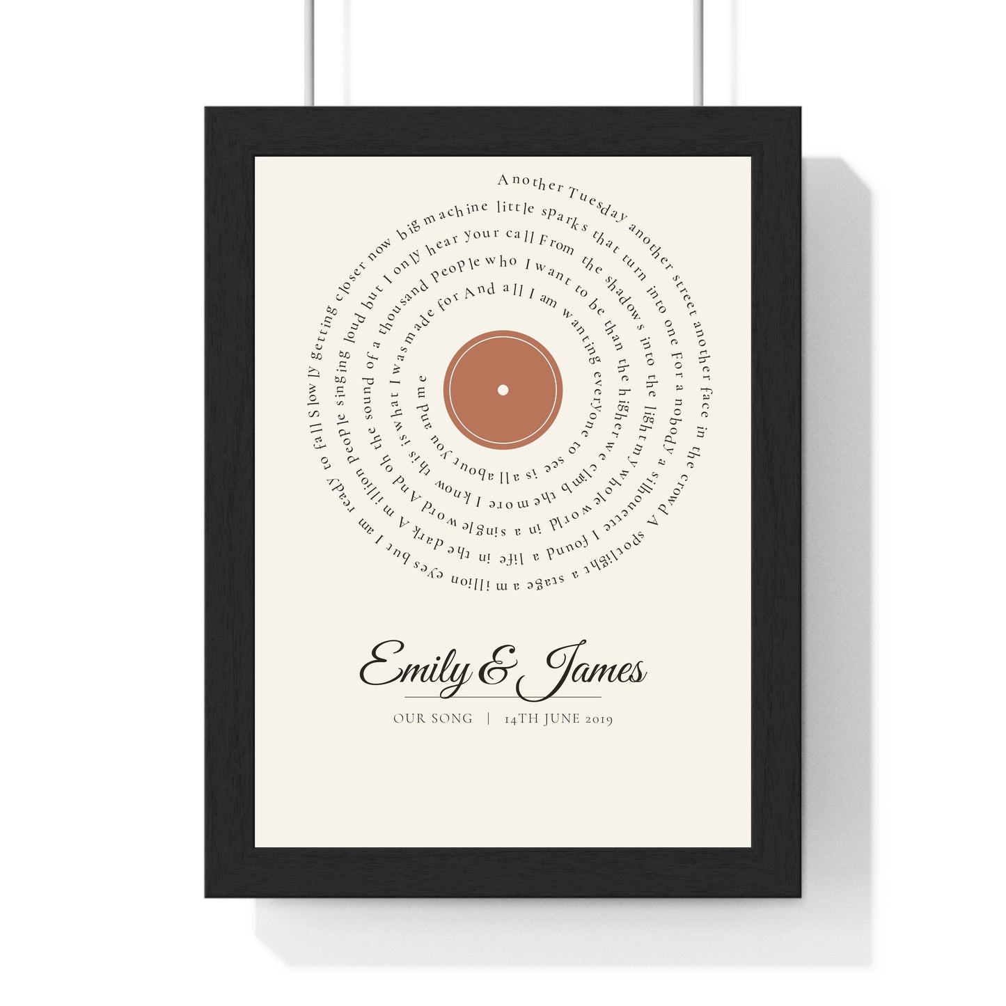 First dance personalised vinyl song lyrics print product mockup 2