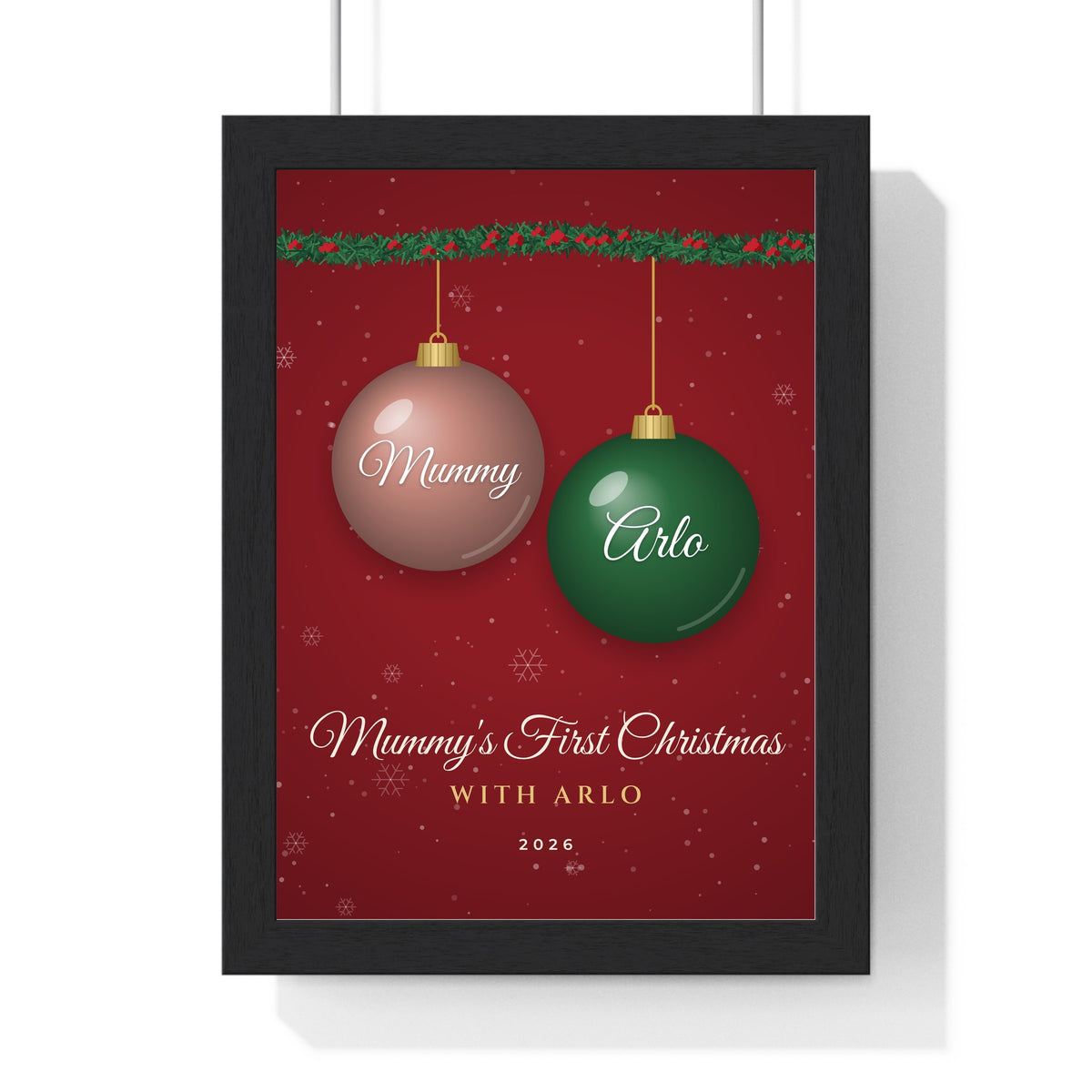 Personalised Dad's First Christmas Print - framed red Mummy's First Christmas version