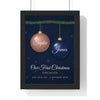 Personalised Our First Christmas Engaged Print - framed navy Our First Christmas Engaged print
