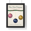 Personalised Our First Christmas as a Family Print - framed cream family of three print