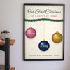 Personalised Our First Christmas as a Family Print - on the living room wall
