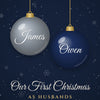 Personalised First Christmas as Mr & Mrs Print - navy version for two husbands