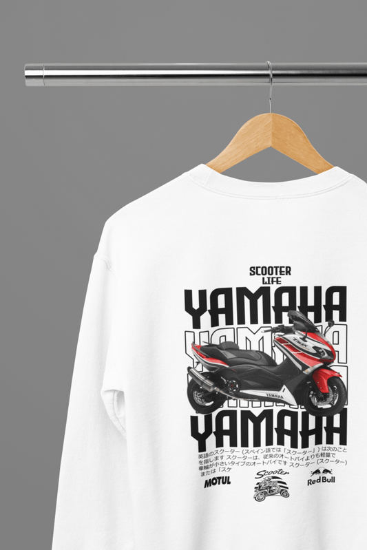 Yamaha Red Scooter T-Shirt/Sweatshirt - Poster Kingz - S - Sweatshirt - White