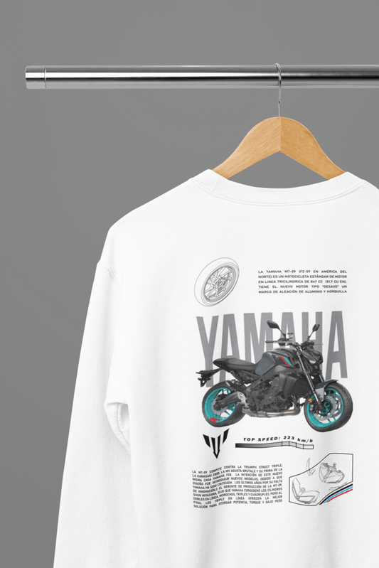 Yamaha Teal Motorbike T-Shirt/Sweatshirt - Poster Kingz - S - Sweatshirt - White