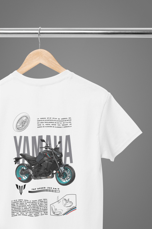 Yamaha Teal Motorbike T-Shirt/Sweatshirt - Poster Kingz - S - T-Shirt - White