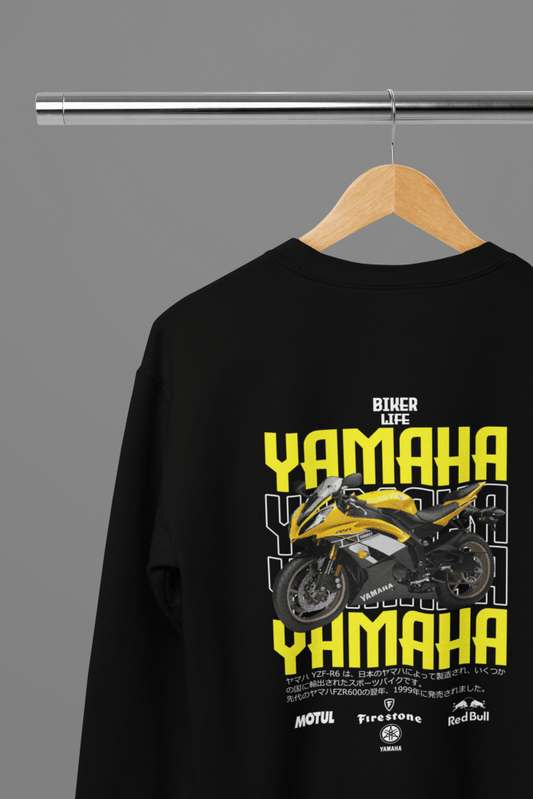 Yamaha Yellow Scooter T-Shirt/Sweatshirt - Poster Kingz - S - Sweatshirt - Black