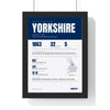 Yorkshire Cricket print framed in a black frame, ready to hang