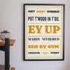 Yorkshire Slang Print framed on a wall