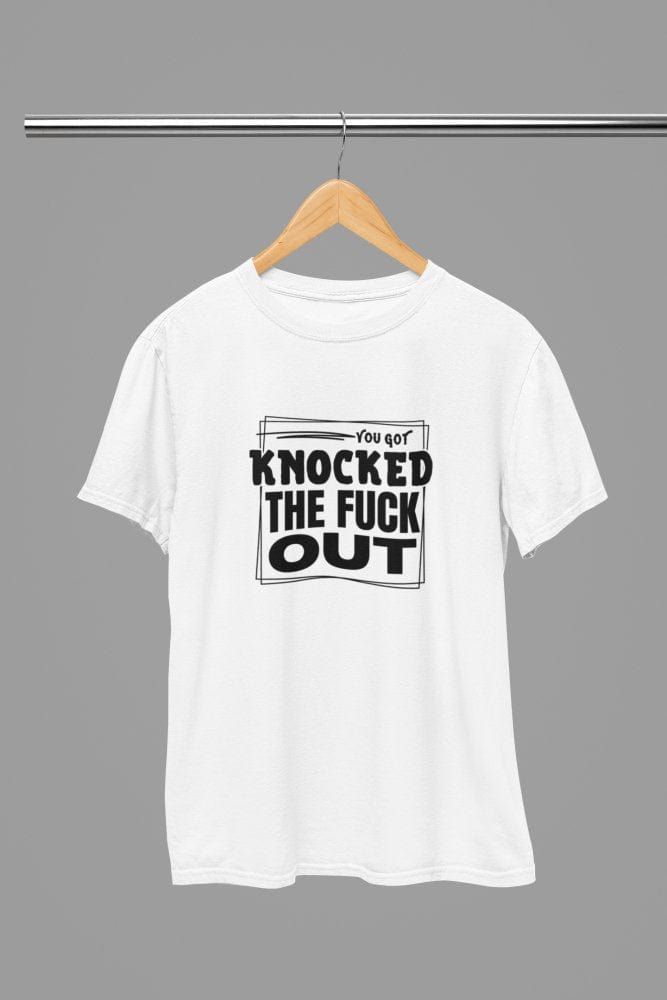 Black t-shirt with You Got Knocked The F Out Quote Friday Movie /Sweatshirt back view