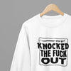 Black t-shirt with You Got Knocked The F Out Quote Friday Movie /Sweatshirt front view