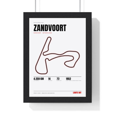 Zandvoort Circuit print White framed in a black frame, ready to hang
