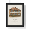 1930s semi-detached house portrait print in watercolour and ink, personalised with family name and address