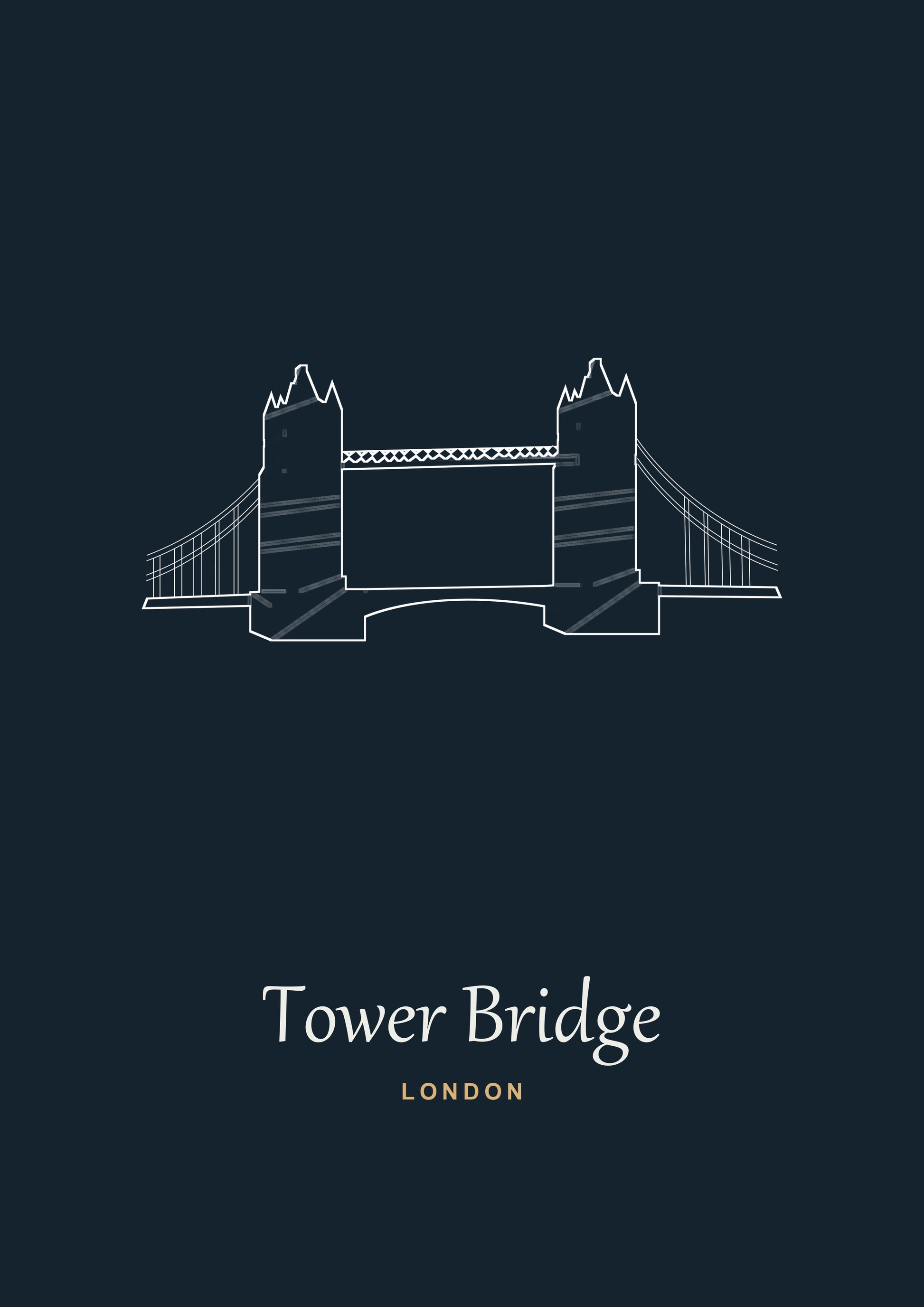 Personalised Tower Bridge Line Art Print | Custom Travel Poster
