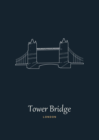 Personalised Tower Bridge Line Art Print | Custom Travel Poster