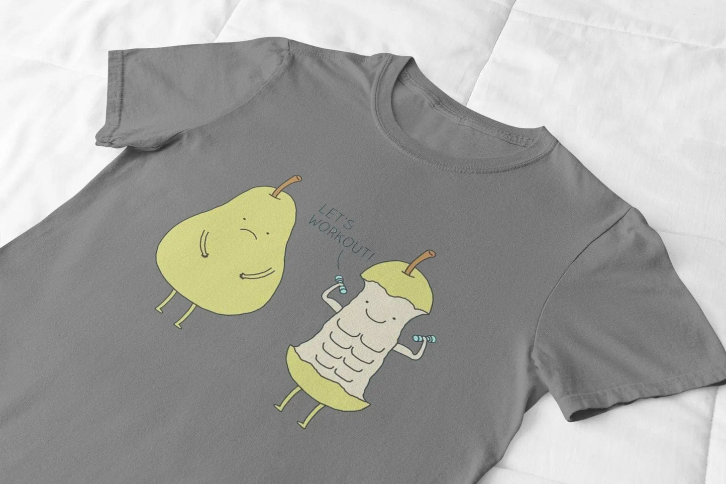 Clothing Let’s Workout Funny Pear Gym T-Shirt – Fruit Pun Tee for Fitness & Humor Fans Poster Kingz